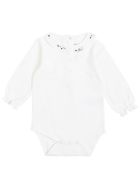 Tartine et Chocolat White Cotton Onesie With Embroidered Collar Tartine et Chocolat White Cotton Onesie With Embroidered Collar - Blu