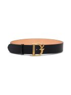 Dsquared2 Black Leather Belt With Logo Buckle Dsquared2 Black Leather Belt With Logo Buckle - Black