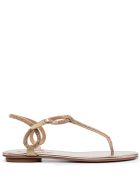 Aquazzura Flat Sandals With Beads Detail Aquazzura Flat Sandals With Beads Detail - Beige