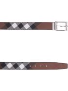 Burberry Leather And Fabric Reversible Belt Burberry Leather And Fabric Reversible Belt - brown
