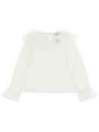 Monnalisa T-shirt With Galette Tulle Monnalisa T-shirt With Galette Tulle - White