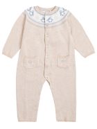 Tartine et Chocolat Beige Wool And Cotton Onesie With Winter Print Tartine et Chocolat Beige Wool And Cotton Onesie With Winter Print - Grey