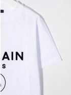 Kids White T-shirt With B Logo In Black Velvet Balmain Kids White T-shirt With B Logo In Black Velvet