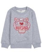 Kenzo Kids Grey Cotton Sweatshirt With Tiger Print Kenzo Kids Grey Cotton Sweatshirt With Tiger Print - Grey