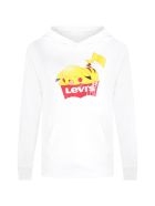 Levi's White Sweatshirt For Kids With Logo And Pikachu Levi's White Sweatshirt For Kids With Logo And Pikachu - White