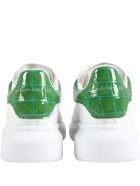 Alexander McQueen White Sneakers For Kids With Crocodile Effect Alexander McQueen White Sneakers For Kids With Crocodile Effect - White