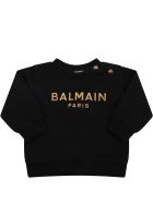 Balmain Black Sweatshirt For Baby Girl With Logo Balmain Black Sweatshirt For Baby Girl With Logo - Black