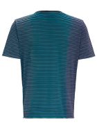 Saint Laurent Striped Cotton T-shirt With Logo Saint Laurent Striped Cotton T-shirt With Logo - Light blue