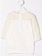 Kids White Dress With Logo And Faux Shearling Moncler Kids White Dress With Logo And Faux Shearling - White