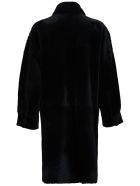 Blancha Leather And Merino Wool Reversible Black Coat Blancha Leather And Merino Wool Reversible Black Coat - Black
