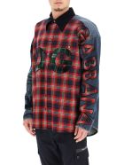 Dolce & Gabbana Oversized Denim And Flannel Shirt With Logo Dolce & Gabbana Oversized Denim And Flannel Shirt With Logo - Rosso
