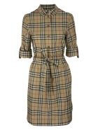 Burberry Giovanna - Stretch Cotton Chemise Dress With Vintage Check Pattern And Belt Burberry Giovanna - Stretch Cotton Chemise Dress With Vintage Check Pattern And Belt - Archive Beige