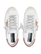 Woman White Super-star Sneakers With Pink And Gold Glitter Details Golden Goose Woman White Super-star Sneakers With Pink And Gold Glitter Details