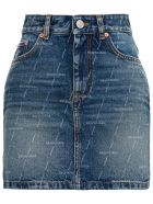 Balenciaga Denim Skirt With Allover Logo Balenciaga Denim Skirt With Allover Logo - Blu