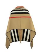 Burberry Wool And Cashmere Jacquard Cape With Iconic Striped Pattern Burberry Wool And Cashmere Jacquard Cape With Iconic Striped Pattern - Archive Beige