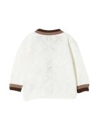 Fendi White Cardigan With Brown Details Fendi White Cardigan With Brown Details - Gesso/tabacco