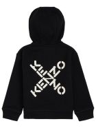 Kenzo Kids Black Cotton Hoodie With Logo Print Kenzo Kids Black Cotton Hoodie With Logo Print - Black