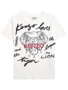 Kenzo Kids Cotton T-shirt With Print Kenzo Kids Cotton T-shirt With Print - White
