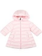 Moncler Pink "majeure" Jacket For Baby Girl With Logo Patch Moncler Pink "majeure" Jacket For Baby Girl With Logo Patch - Pink