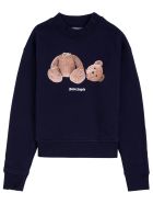 Palm Angels Blue Cotton Crew Neck Sweatshirt With Teddy Bear Print Palm Angels Blue Cotton Crew Neck Sweatshirt With Teddy Bear Print - Blu