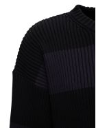 Balenciaga Bb Oversize Striped Cotton Sweater Balenciaga Bb Oversize Striped Cotton Sweater - Black