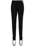 Moncler Black Stretch Fabric Leggings With Logo Patch Moncler Black Stretch Fabric Leggings With Logo Patch - Black