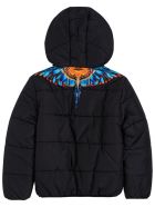 Marcelo Burlon Black Cotton Grizzly Wings Nylon Down Jacket Marcelo Burlon Black Cotton Grizzly Wings Nylon Down Jacket - Black
