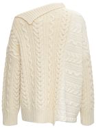 Philosophy di Lorenzo Serafini Braided Wool Sweater With Asymmetrical Collar Philosophy di Lorenzo Serafini Braided Wool Sweater With Asymmetrical Collar - White