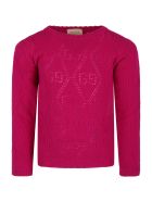 Gucci Fuchsia Sweater For Girl With Double Gg Gucci Fuchsia Sweater For Girl With Double Gg - Fuchsia