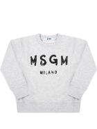 MSGM Grey Sweatshirt For Baby Kids With Logo MSGM Grey Sweatshirt For Baby Kids With Logo - Grey