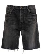 Saint Laurent Black Denim Fringed Bermuda Shorts Saint Laurent Black Denim Fringed Bermuda Shorts - Black