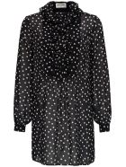 Saint Laurent Dotted Print See-through Blouse Saint Laurent Dotted Print See-through Blouse - Black