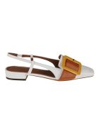 L'Autre Chose Slingback Buckle Applique Sandals L'Autre Chose Slingback Buckle Applique Sandals - White/Rust/Ocra