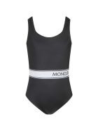 Moncler Black Swimsuit For Baby Girl With Logo Moncler Black Swimsuit For Baby Girl With Logo - Black