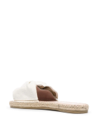 Woman Flat Sandals With Knot - La Havana - White Linen Manebi Woman Flat Sandals With Knot - La Havana - White Linen - White