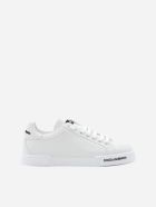 Dolce & Gabbana Portofino Sneakers In Leather With Contrasting Logo Dolce & Gabbana Portofino Sneakers In Leather With Contrasting Logo - White
