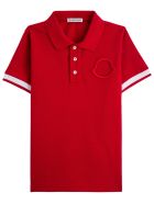 Moncler Red Cotton Polo Shirt With Logo Moncler Red Cotton Polo Shirt With Logo - Red