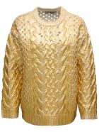 Valentino Openwork Gold Colored Wool Sweater Valentino Openwork Gold Colored Wool Sweater - Metallic