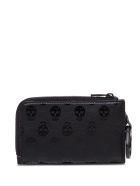 Skull Card Holder In Black Leather Alexander McQueen Skull Card Holder In Black Leather - Black