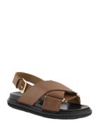 Marni Criss-cross Fussbett Calfskin Sandal Marni Criss-cross Fussbett Calfskin Sandal - Brown