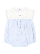 Armani Collezioni Light Blue Romper For Baby Boy With Logo Armani Collezioni Light Blue Romper For Baby Boy With Logo - White