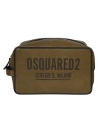 Grained Leather Logo Print Zip-around Pouch Dsquared2 Grained Leather Logo Print Zip-around Pouch - Military