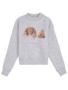 Palm Angels Grey Cotton Crew Neck Sweatshirt With Teddy Bear Print Palm Angels Grey Cotton Crew Neck Sweatshirt With Teddy Bear Print - Grey