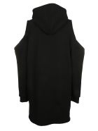 Hammered Pendant Cold Shoulder Hoodie Dress AREA Hammered Pendant Cold Shoulder Hoodie Dress - BLACK