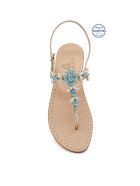 Marina Grande Flip Flops Thong Sandals Dea Sandals Marina Grande Flip Flops Thong Sandals - gold, crystal, aquamarine, aquamarine blue opal