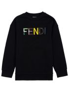 Fendi Black Cotton Sweatshirt With Logo Fendi Black Cotton Sweatshirt With Logo - Black