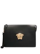 Versace Black Leather Handbag With Golden Metal Medusa Detail Versace Black Leather Handbag With Golden Metal Medusa Detail - Black