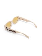 Alexander McQueen Beige Acetate Sunglasses With Logo Print Alexander McQueen Beige Acetate Sunglasses With Logo Print - Beige