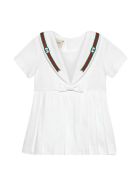 Gucci White Dress With Bow And Multicolor Details Gucci White Dress With Bow And Multicolor Details - Bianco