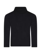 Moncler Black Turtleneck For Girl With Pink Logo Moncler Black Turtleneck For Girl With Pink Logo - Black